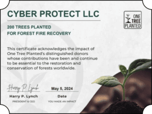CyberProtect's 2024 donation CyberProtect's 2024 donation form one tree planted.