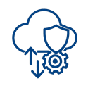 ore managed IT services icon showing a gear and shield representing system management and protection by Cyber Protect LLC